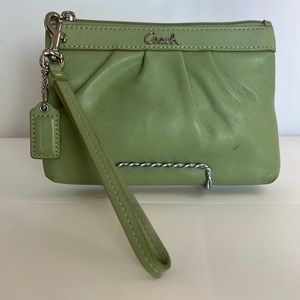 COACH Mint Green Leather Wristlet Clutch